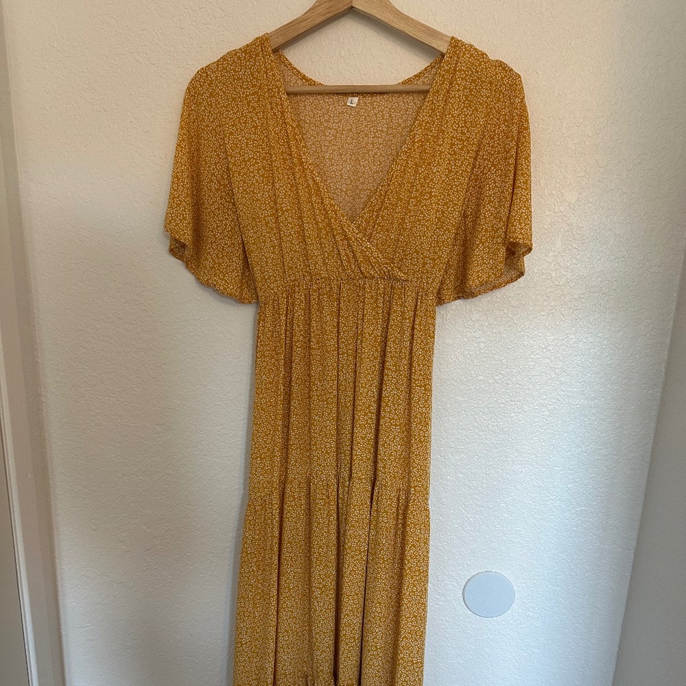 Women's V Neck Short Sleeve Wrap Maxi Nursing Maternity Dress